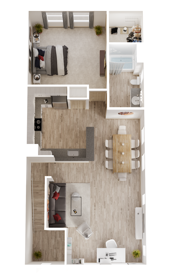 Floor plan for 2 beds, 2 baths, 1551 sqft